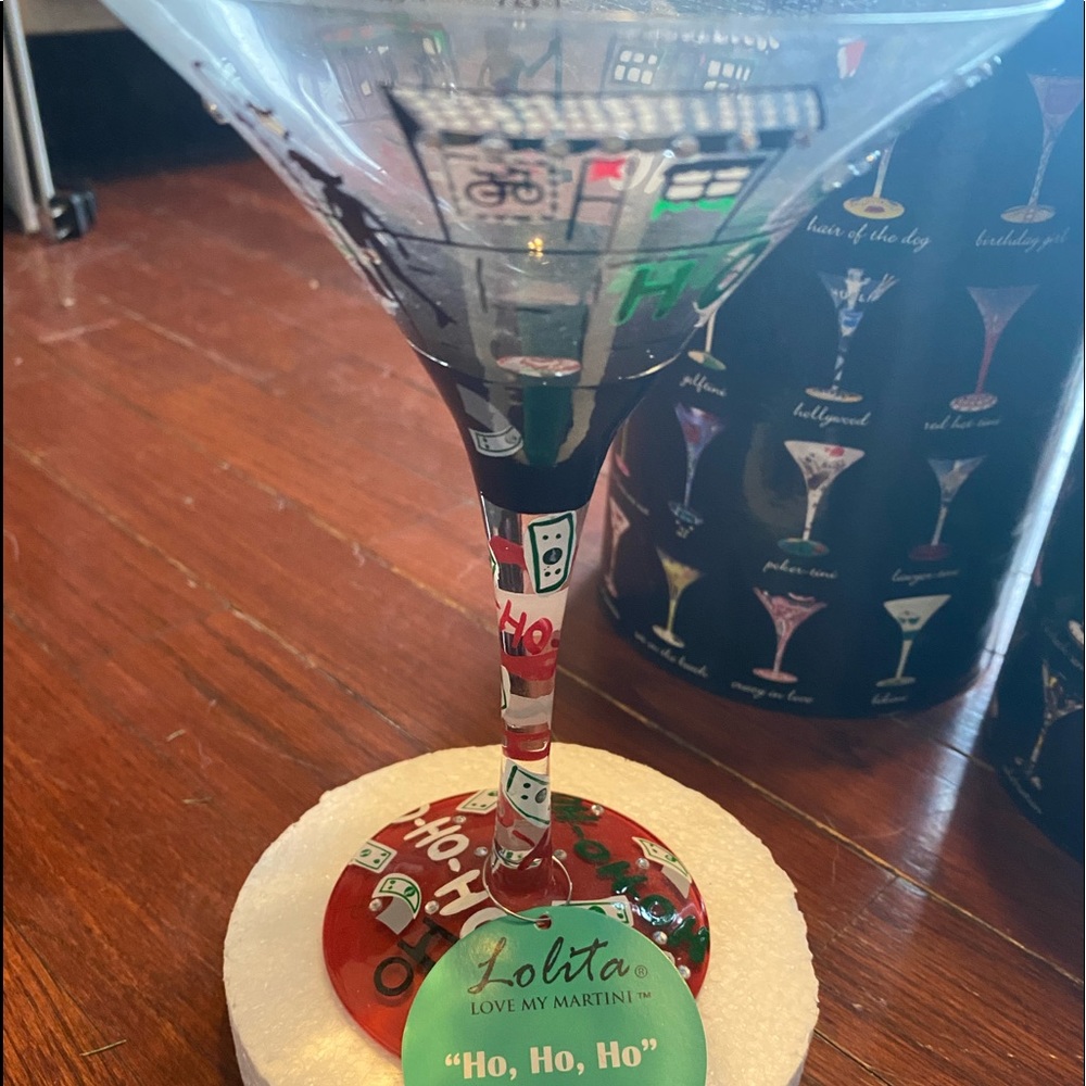 Ho Ho Ho Lolita painted martini glass